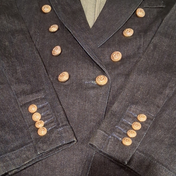 Chic Black Blazer with Gold Accent Buttons